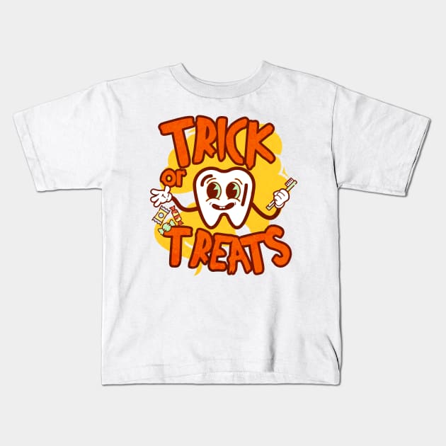 Tooth Trick or Treats Kids T-Shirt by PrintWave